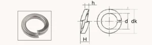 QIYI spring washer product photo with dimensional profile drawing