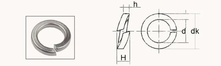 QIYI spring washer product photo with dimensional profile drawing
