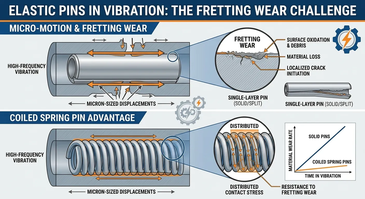 Micro-Motion and Fretting Wear in Elastic Pins