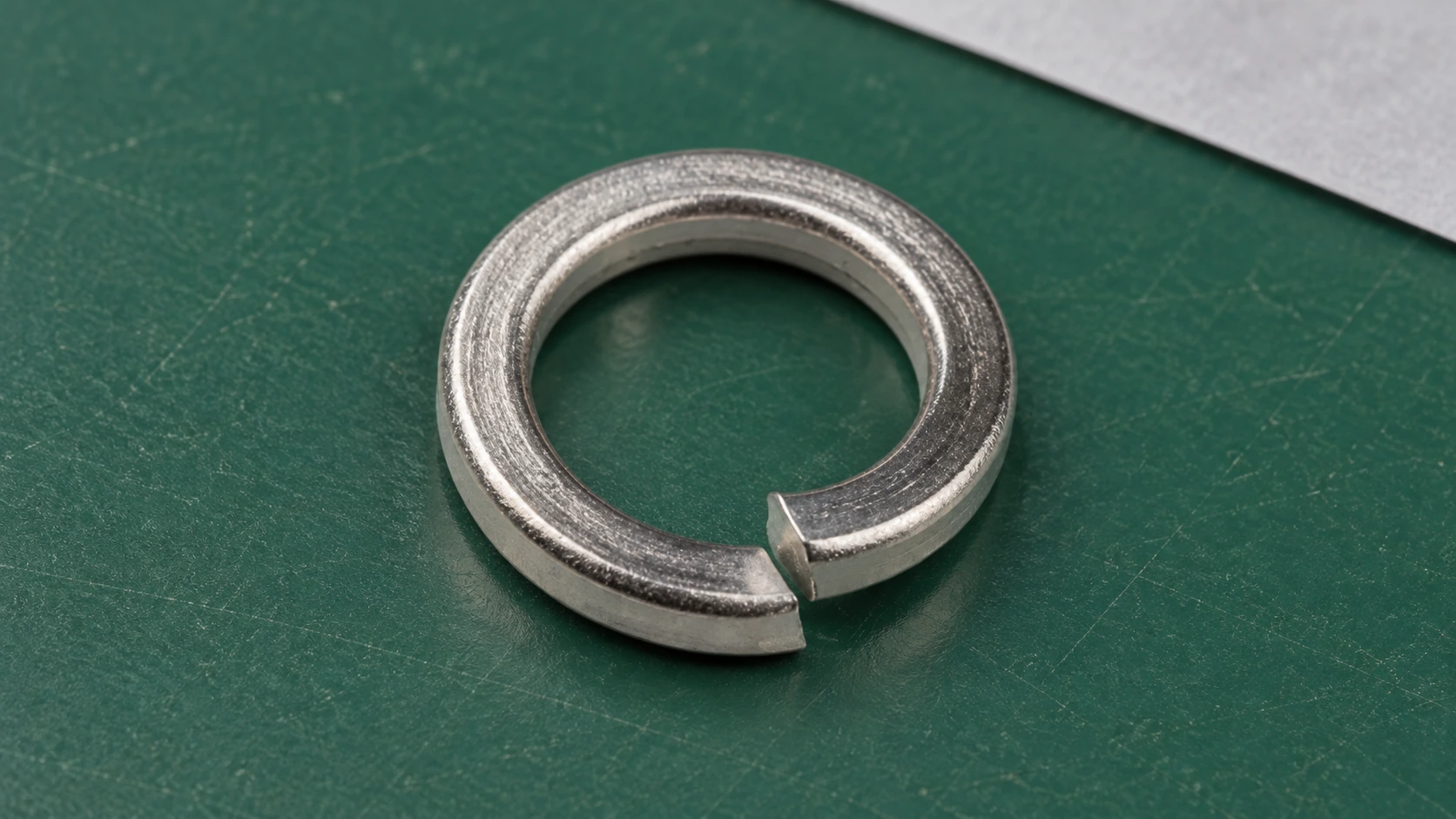 Qiyi stainless steel split helical spring washer showing its separated ends.